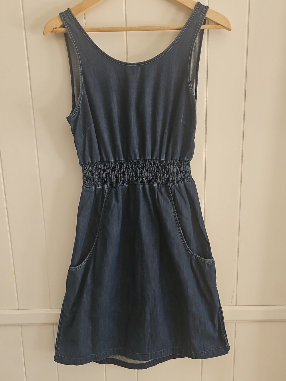 Gap 1969 Denim Chambray Open Back Tie Dress Size Small